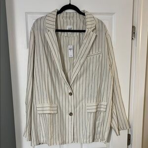 NWT GAP Linen Blend Cream and Black Striped Blazer, XXL